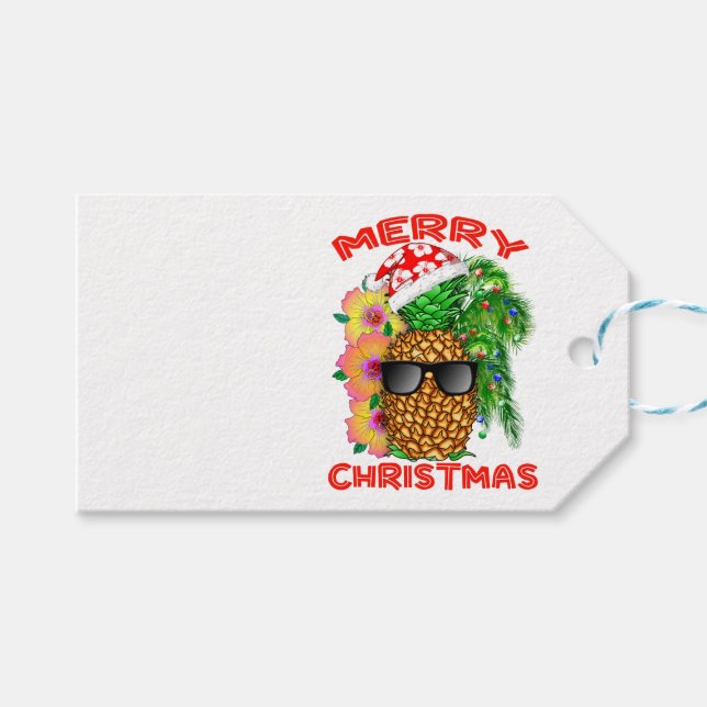 Merry Christmas Santa Pineapple Gift Tags (Front (Horizontal))