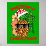 Merry Christmas Santa Pineapple Poster<br><div class="desc">Do you love pineapple? Add some tropical style to your Christmas celebrations with this cool pineapple with a Santa Hat on, a great gift for anyone that loves pineapples. A Cute tropical Pineapple design of this sweet fruit. This is the perfect Christmas gift for anyone who is taking a Xmas...</div>