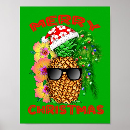 Merry Christmas Santa Pineapple Poster