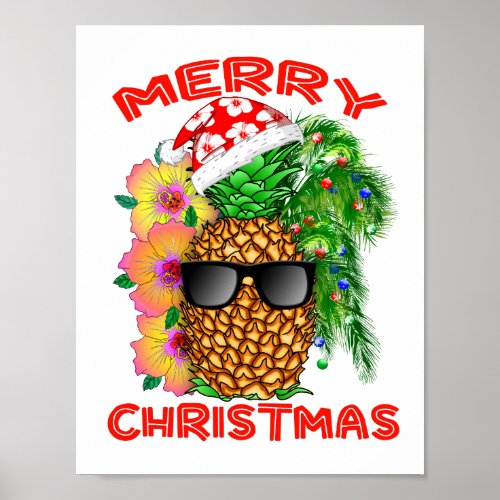 Merry Christmas Santa Pineapple Poster