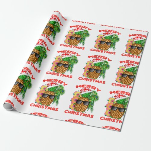 Merry Christmas Santa Pineapple Wrapping Paper