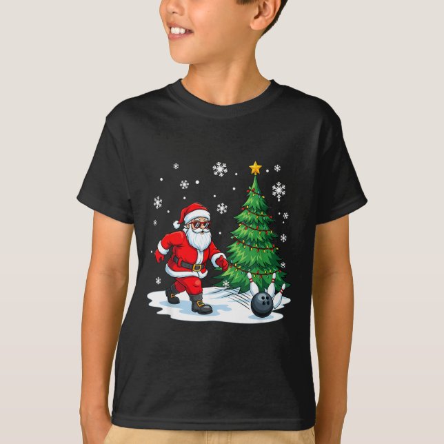 Merry Christmas Santa Playing Bowling Srt Lovers  T-Shirt (Front)