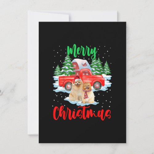 Merry Christmas Santa Pomeranian And Truck Dog Gif Invitation