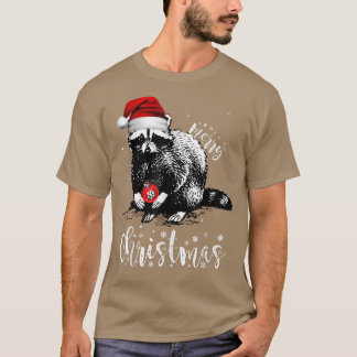 Merry Christmas Santa Raccoon Xmas Lights  T-Shirt