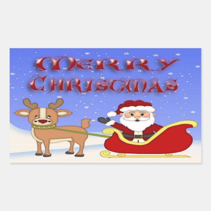 Merry Christmas Santa Rectangle Stickers