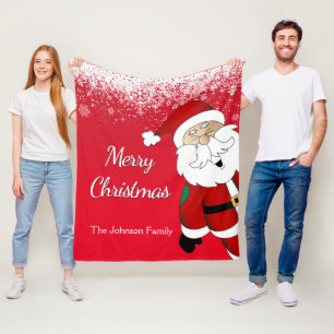 Merry Christmas Santa Red Fleece Blanket