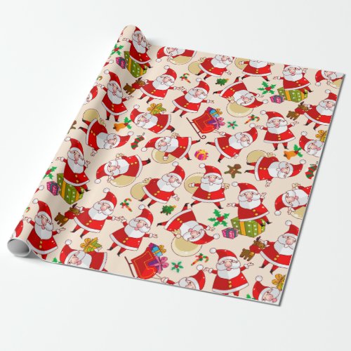 Merry Christmas Santa Red Gold Wrapping Paper 2