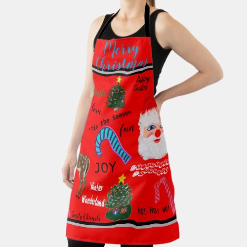 Merry Christmas Santa Reindeer Apron