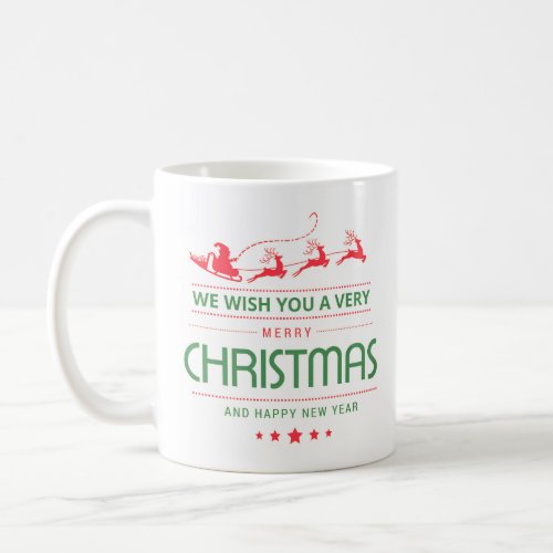 Merry Christmas Santa Reindeer  Christmas Coffee Mug