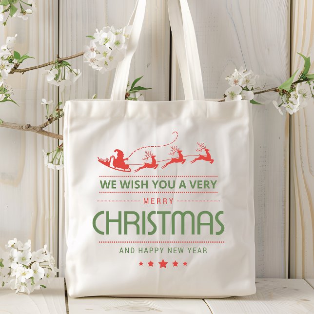 Merry Christmas Santa Reindeer | Christmas Tote Bag (Creator Uploaded)