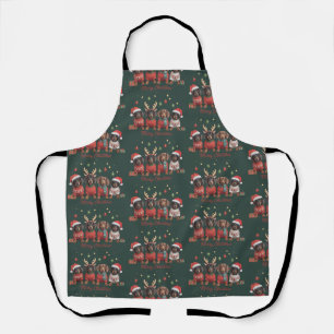 Merry Christmas Santa Reindeer Dachshund Weiner Apron