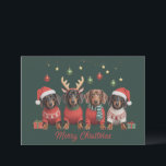 Merry Christmas Santa Reindeer Dachshund Weiner  Holiday Card<br><div class="desc">Merry Christmas Santa Reindeer Dachshund Weiner Dogs Xmas</div>