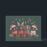 Merry Christmas Santa Reindeer Dachshund Weiner  Holiday Card<br><div class="desc">Merry Christmas Santa Reindeer Dachshund Weiner Dogs Xmas</div>