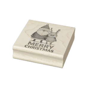 Merry Christmas – Santa & Reindeer Duo Rubber Stamp