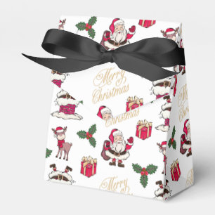 Merry Christmas Santa Reindeer Gifts Holly Favor Boxes