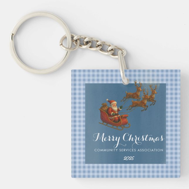 Merry Christmas Santa Reindeer Keychain (Front)
