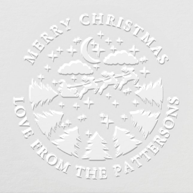 Merry Christmas Santa Reindeer Personalized Embosser (Design)