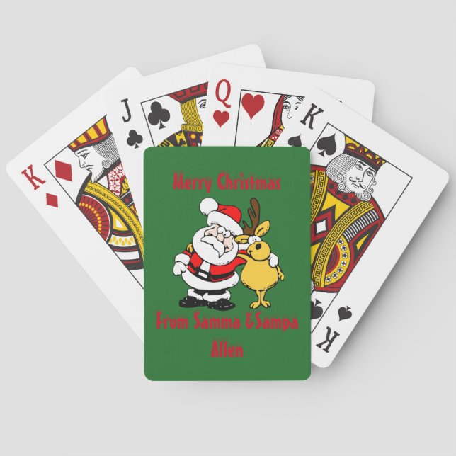 Merry Christmas Santa & Reindeer Playing Cards (Back)