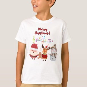 Merry Christmas Santa Reindeer Snowmen T-Shirt