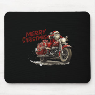 Merry Christmas Santa Riding On A Vintage Motorcyc Mouse Pad