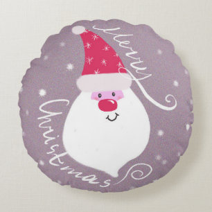 Merry Christmas Santa Round Pillow