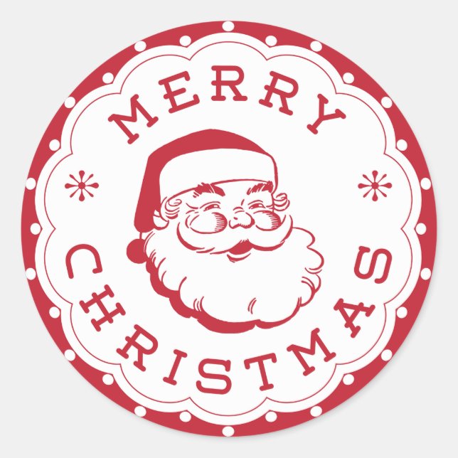 Merry Christmas Santa Round Sticker (Front)