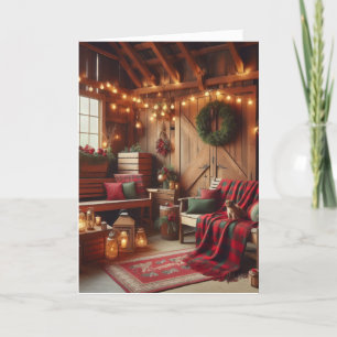 merry Christmas Santa’s Cozy Cabin Holiday Card