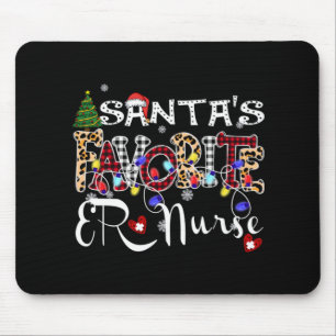 Merry Christmas Santa S Favorite Er Nurse Xmas Lig Mouse Pad