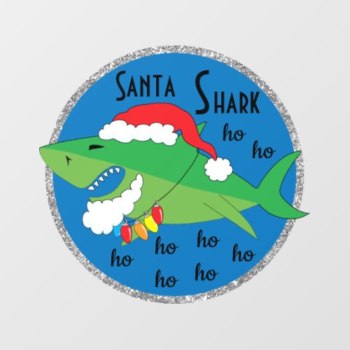 Merry Christmas Santa Shark Round Window Cling