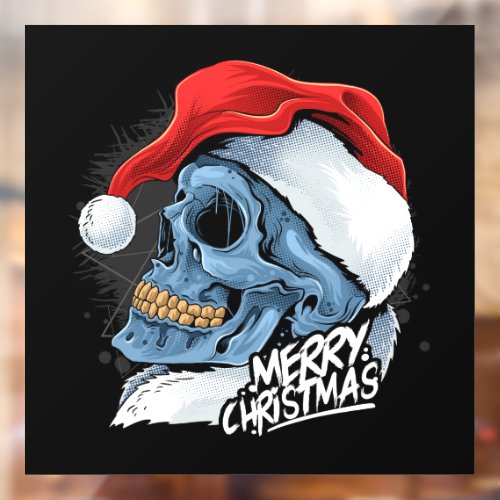 Merry Christmas Santa Skull Window Cling