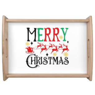 Merry Christmas Santa Sleigh-61049 T-Shirt Hoodie Serving Tray