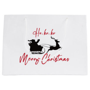 Merry Christmas Santa Sleigh and Reindeer Large Gift Bag