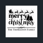 Merry Christmas Santa Sleigh Fir Trees Family Name Self-inking Stamp<br><div class="desc">Merry Christmas Santa Sleigh Fir Trees Family Name Design =========</div>