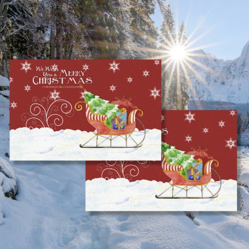 Merry Christmas Santa Sleigh Gifts Snowflakes Name Tissue Paper