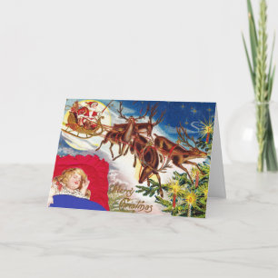Merry Christmas Santa Sleigh Holiday Card