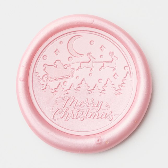 Merry Christmas Santa Sleigh Reindeer Wax Seal Sticker (Front)