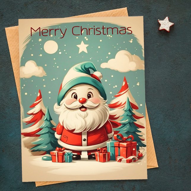 Merry Christmas Santa Snow Vintage Personalized  Holiday Card (Creator Uploaded)