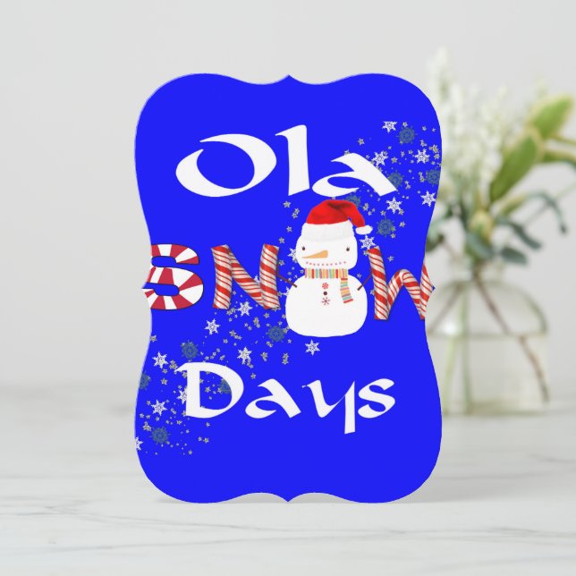 Merry Christmas Santa Snowman Flat Greeting Card (Standing Front)