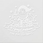 Merry Christmas Santa Snowman Gingerbread Embosser<br><div class="desc">Merry Christmas Santa Snowman Gingerbread Personalized Name Embosser features the text "Merry Christmas" in modern calligraphy script typography accented with Santa, Snowman, Gingerbread Person, Christmas tree, Christmas gifts and snowflakes and personalized with your custom name. Perfect for Christmas gifts, envelope seals, Christmas party favors and more. Created by Evco Studio...</div>