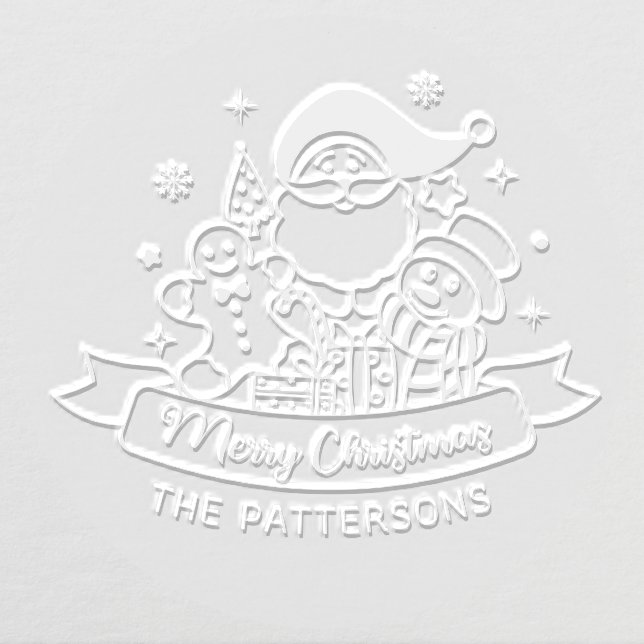 Merry Christmas Santa Snowman Gingerbread Embosser (Design)