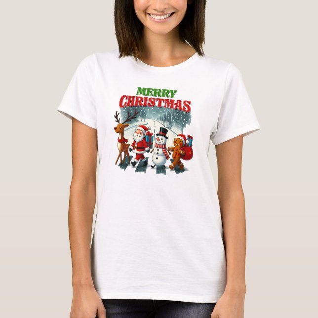 Merry Christmas Santa, Snowman, Gingers Xmas T-Shirt (Front)