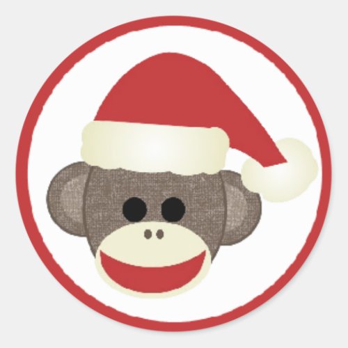 Merry Christmas Santa Sock Monkey sticker