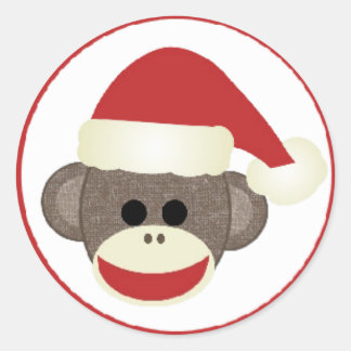 Merry Christmas Santa Sock Monkey sticker
