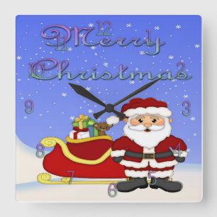 Merry Christmas Santa Square Wall Clock
