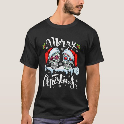 Merry Christmas Santa Sugar Skull Christmas Family T_Shirt