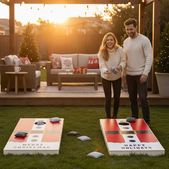 Merry Christmas Santa Suit Funny Modern Glitter Cornhole Set (Creator Uploaded)