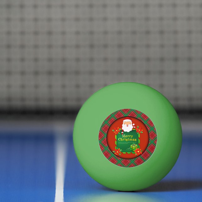 Merry Christmas Santa Tartan Plaid Ping Pong Ball (Net)