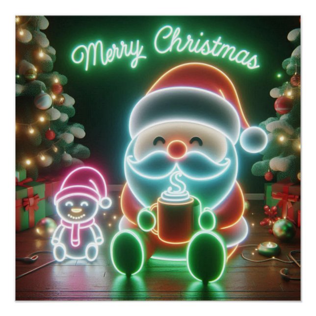 Merry Christmas Santa Teddy Poster (Front)