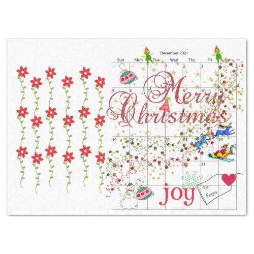 Merry Christmas Santa Tissue Paper Calendar 2021