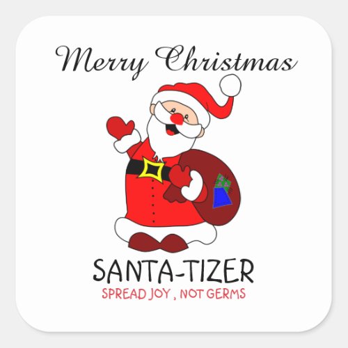 Merry Christmas Santa_tizer Spread Joy Not Germs Square Sticker